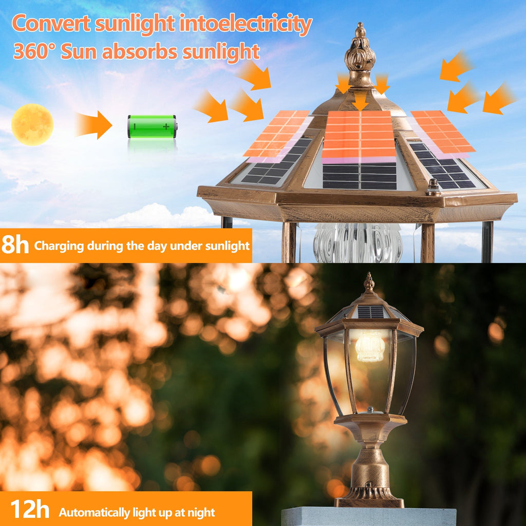 GoldenGlare Outdoor Solar Column Lights