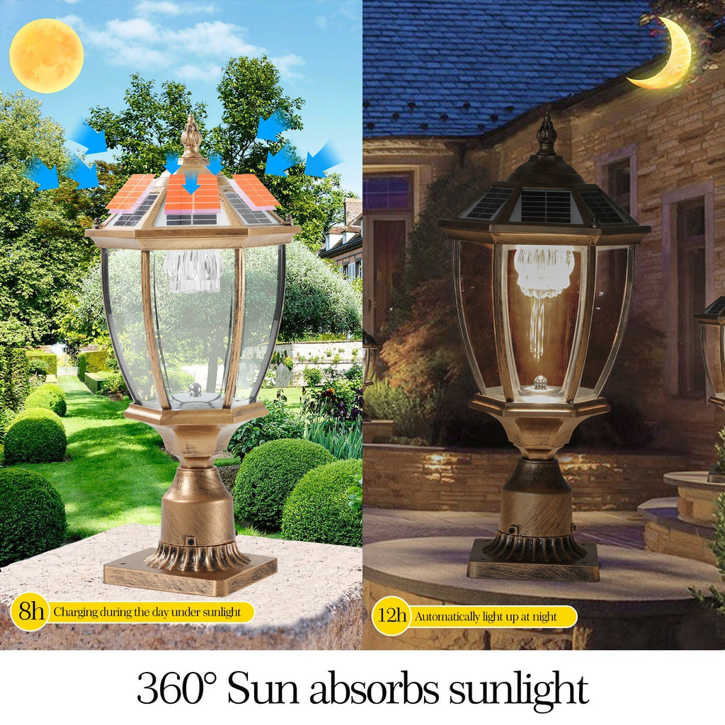 GoldenGlare Outdoor Solar Column Lights
