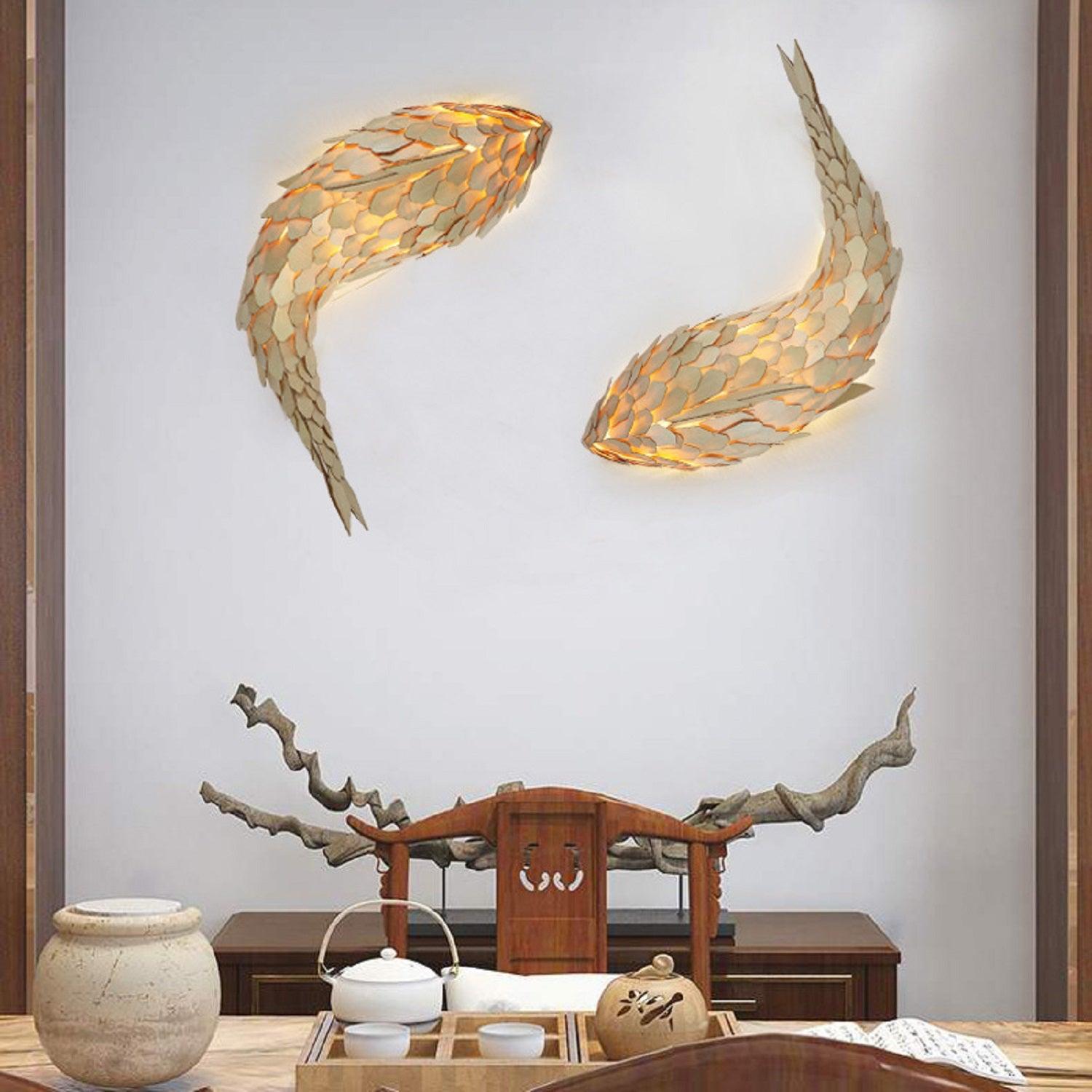 Graceful Koi Gliding Wall Lamp