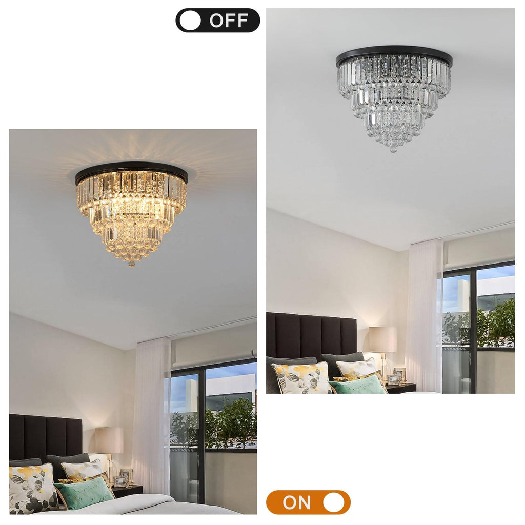 Liora Black Crystal Ceiling Lamp