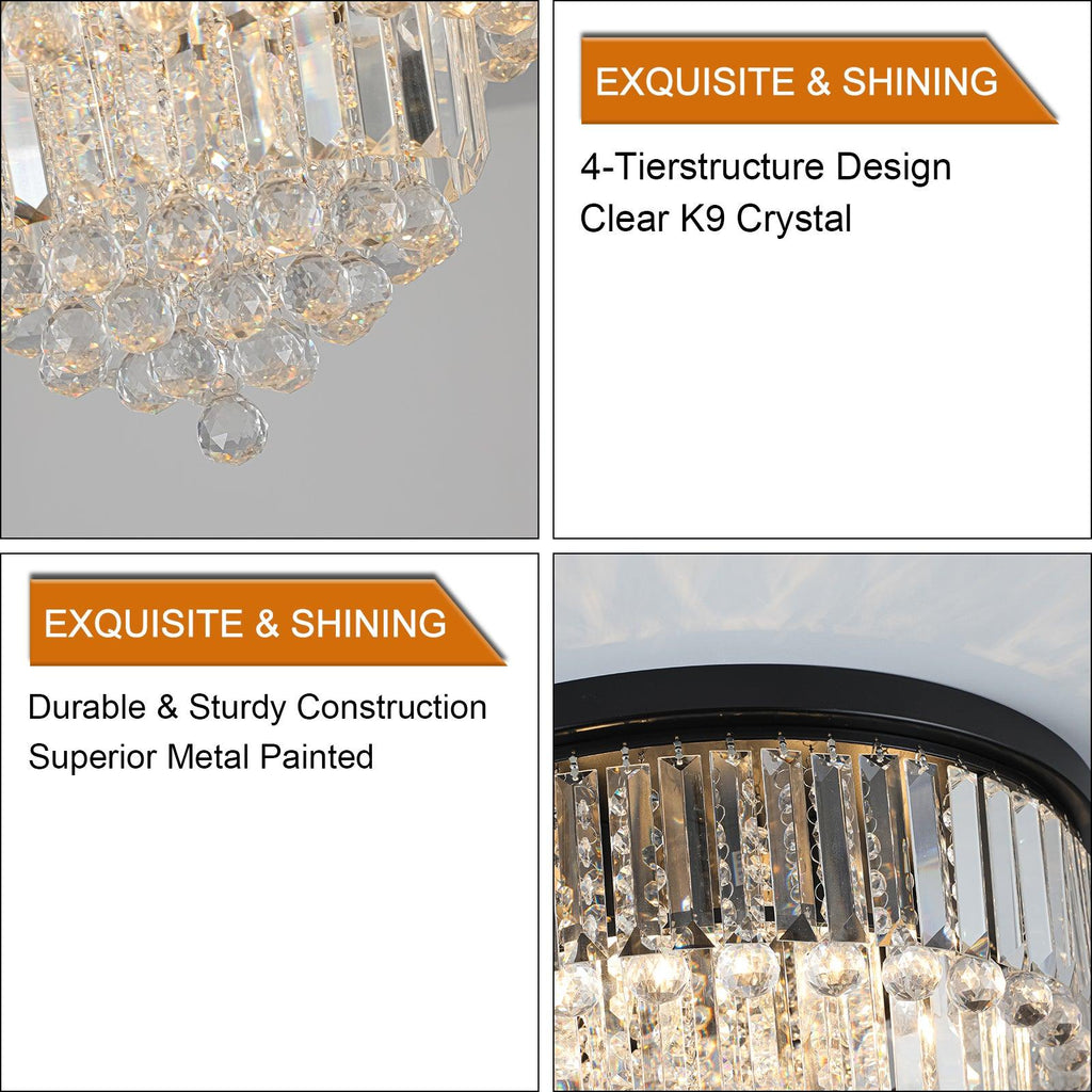 Liora Black Crystal Ceiling Lamp
