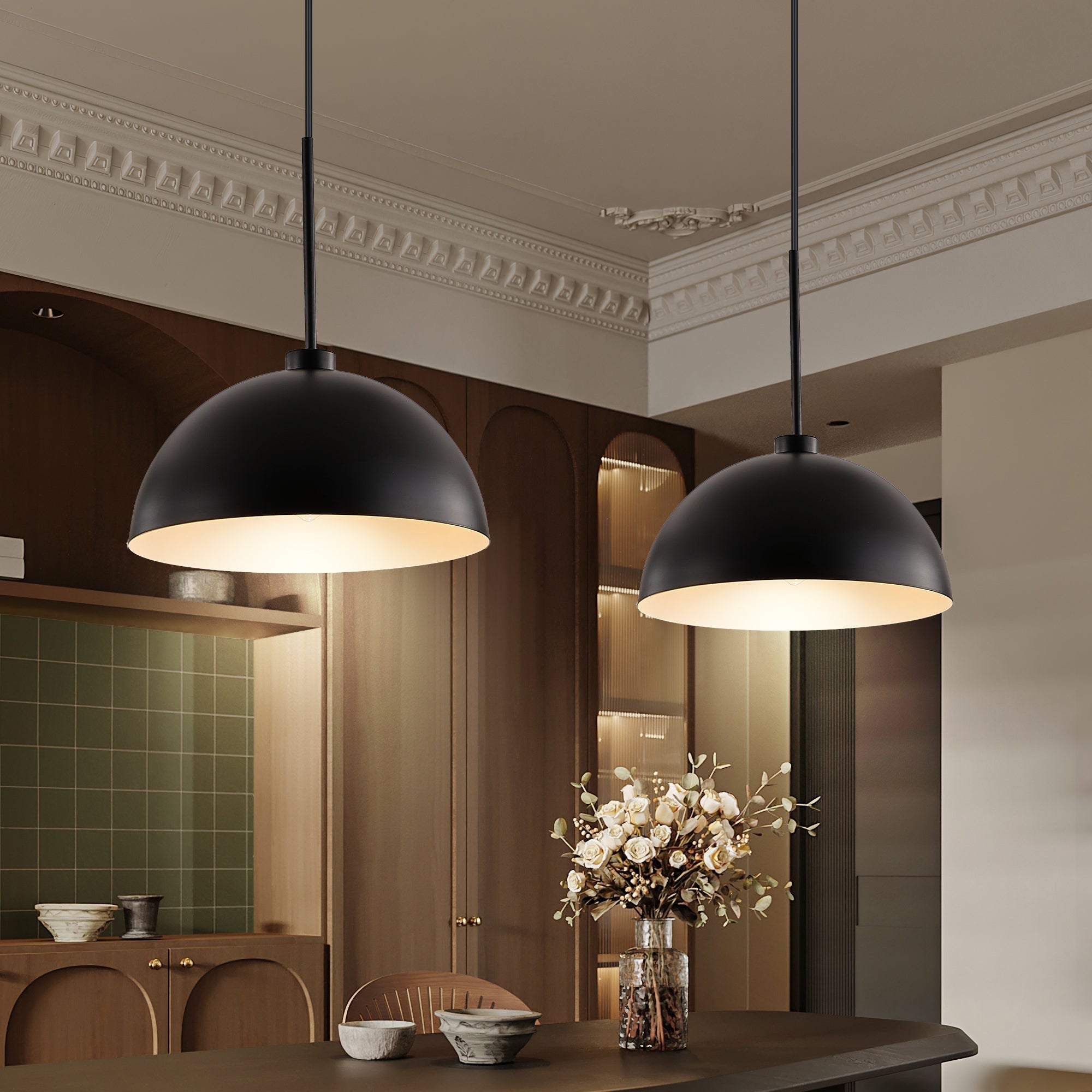 Luxe Duo Black Double Pendant Light
