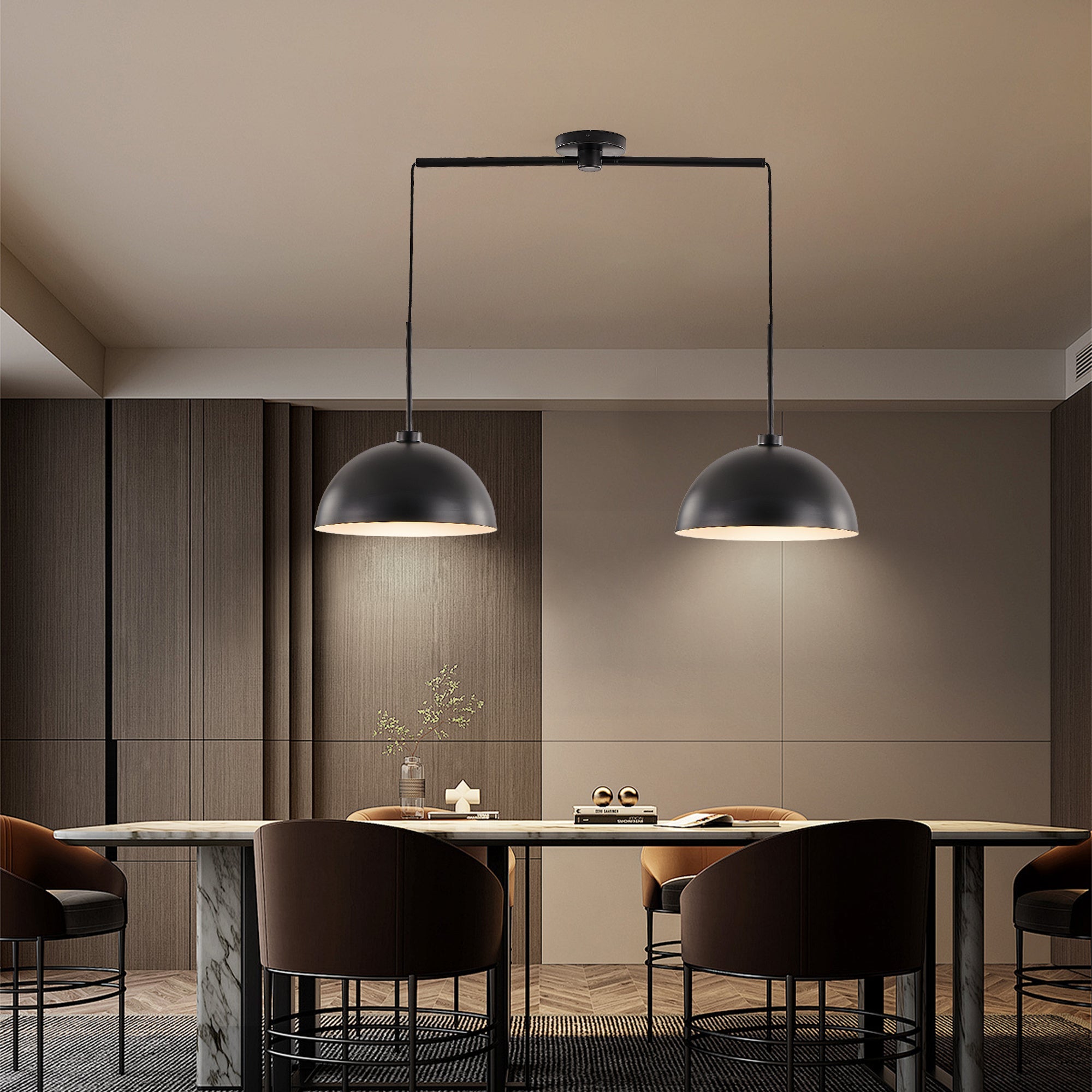 Luxe Duo Black Double Pendant Light