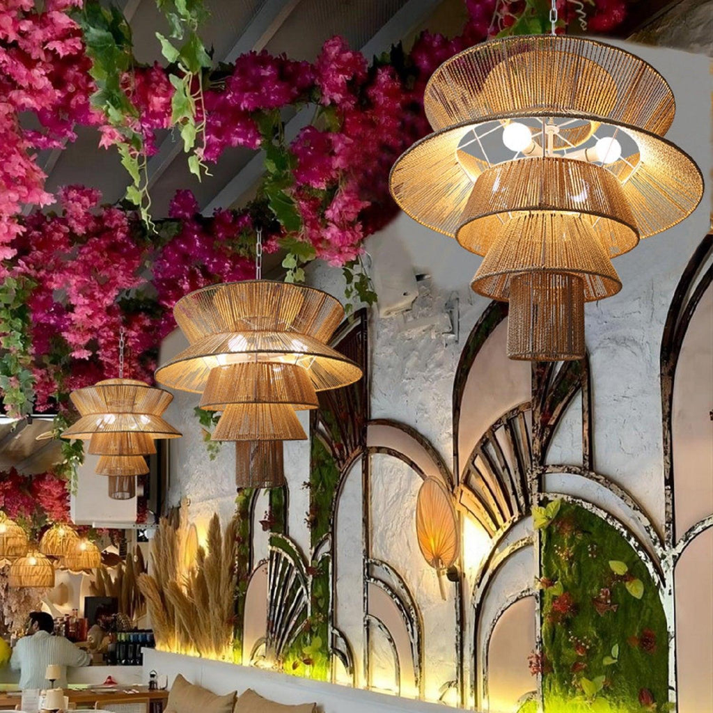 Manzhu Shahua Rattan Woven Pendant Light