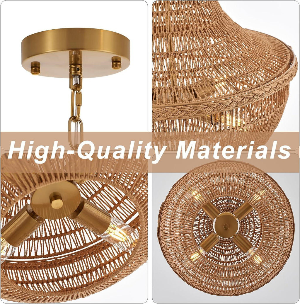 Meadow Breeze Rattan Woven Pendant Light