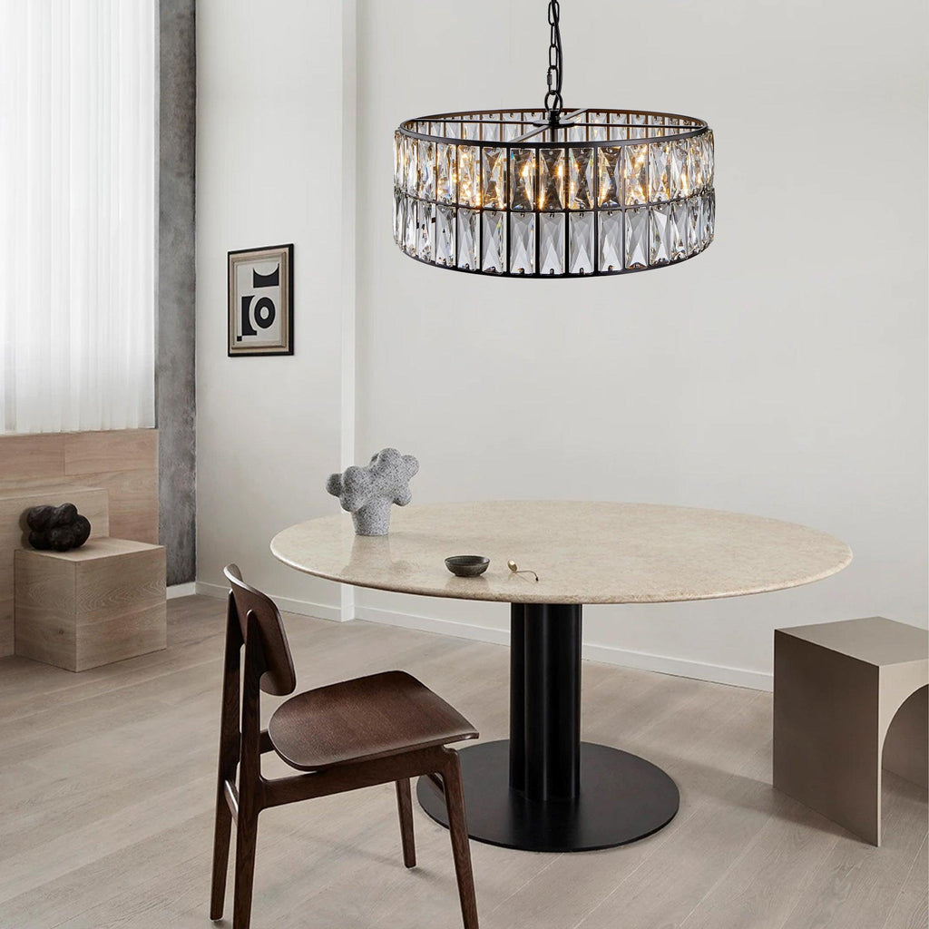 Midnight Glow Modern Crystal Drum Chandelier