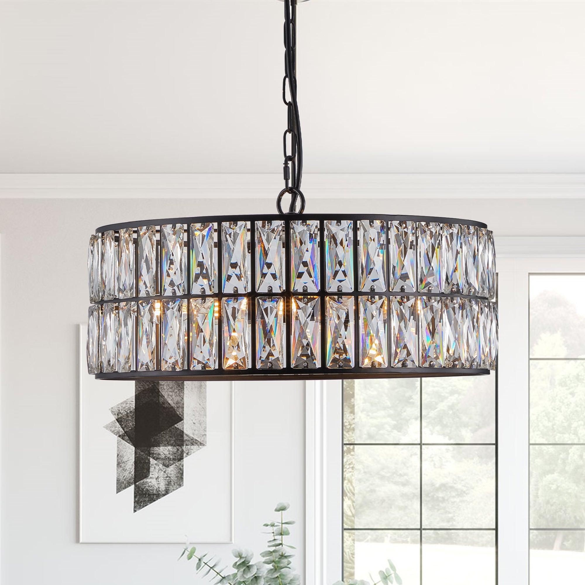 Midnight Glow Modern Crystal Drum Chandelier