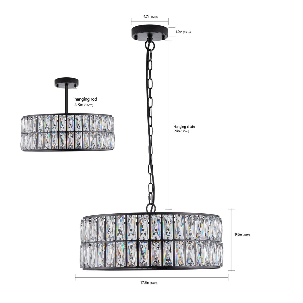 Midnight Glow Modern Crystal Drum Chandelier