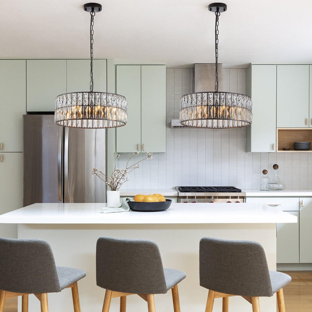 Midnight Glow Modern Crystal Drum Chandelier