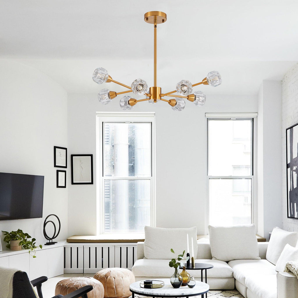 Modern Crystal Chandeliers 9 Lights Golden Chandelier