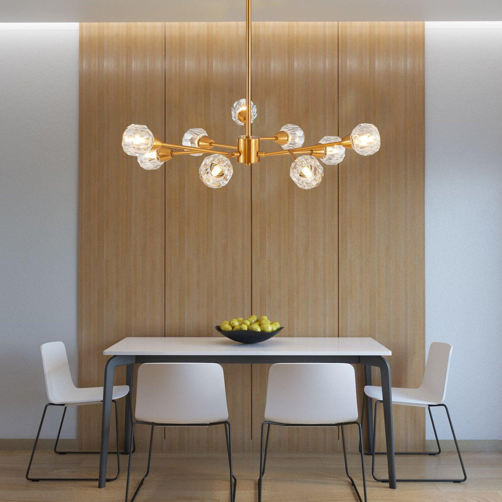 Modern Crystal Chandeliers 9 Lights Golden Chandelier
