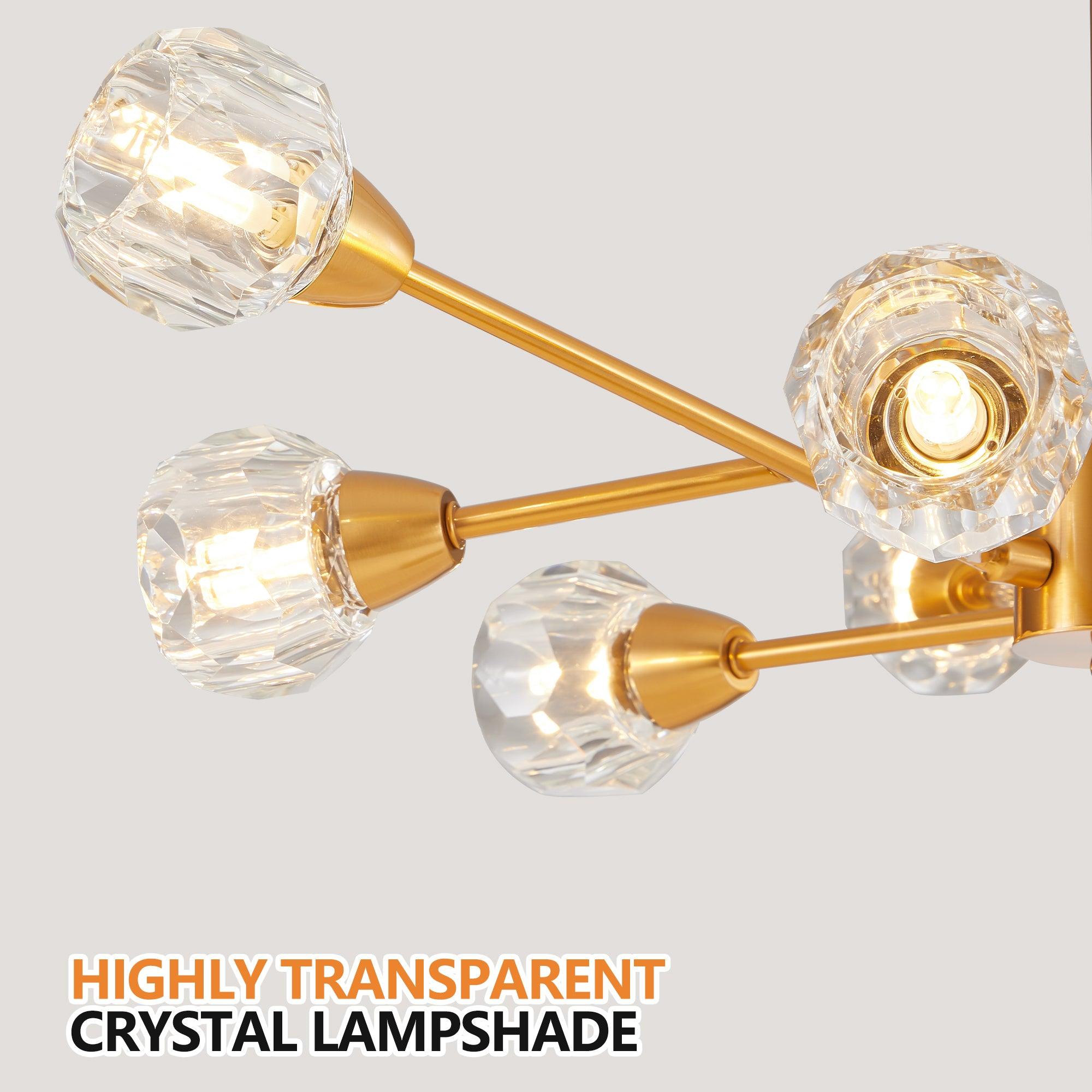 Modern Crystal Chandeliers 9 Lights Golden Chandelier