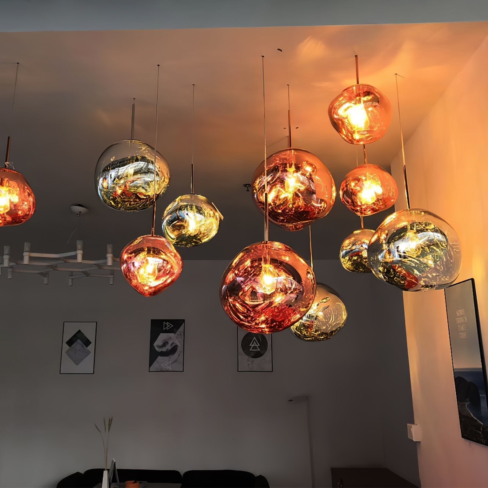 Multi Lava Round Chandelier