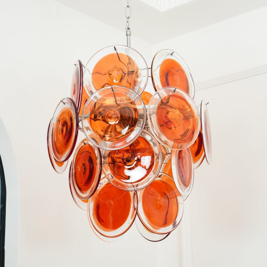 Murano Orange Disk Glass Chandelier - ZozHome