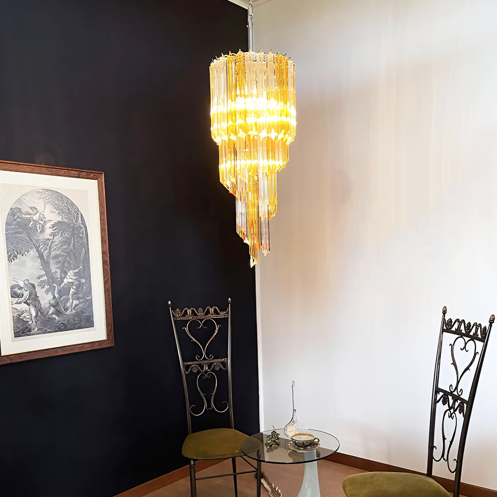 Murano Spiral Prism Glass Chandelier