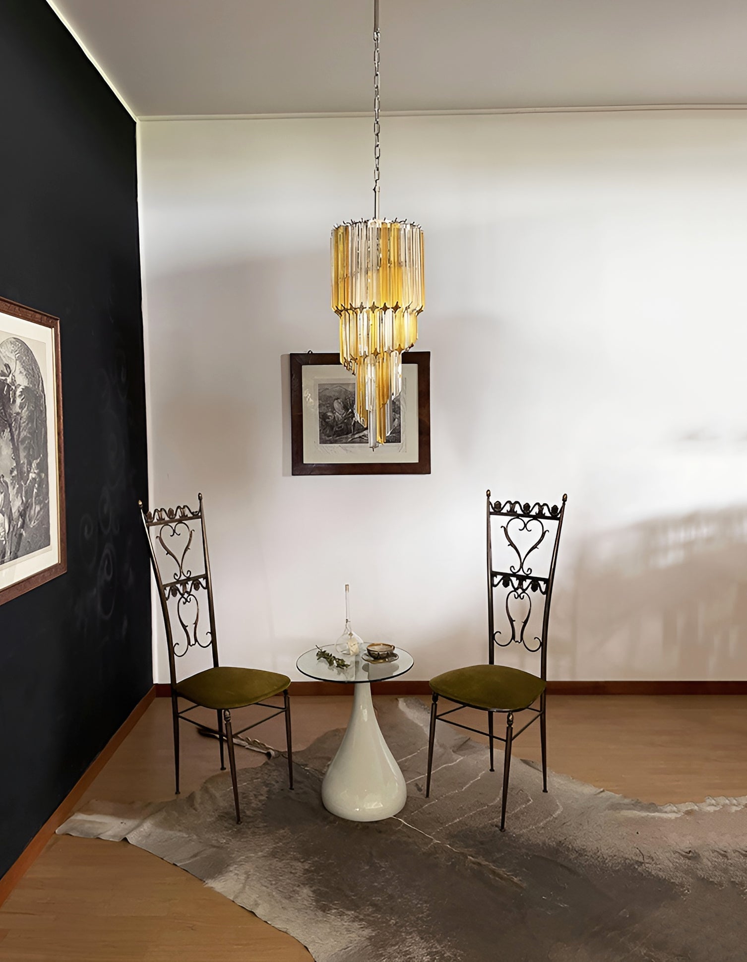 Murano Spiral Prism Glass Chandelier