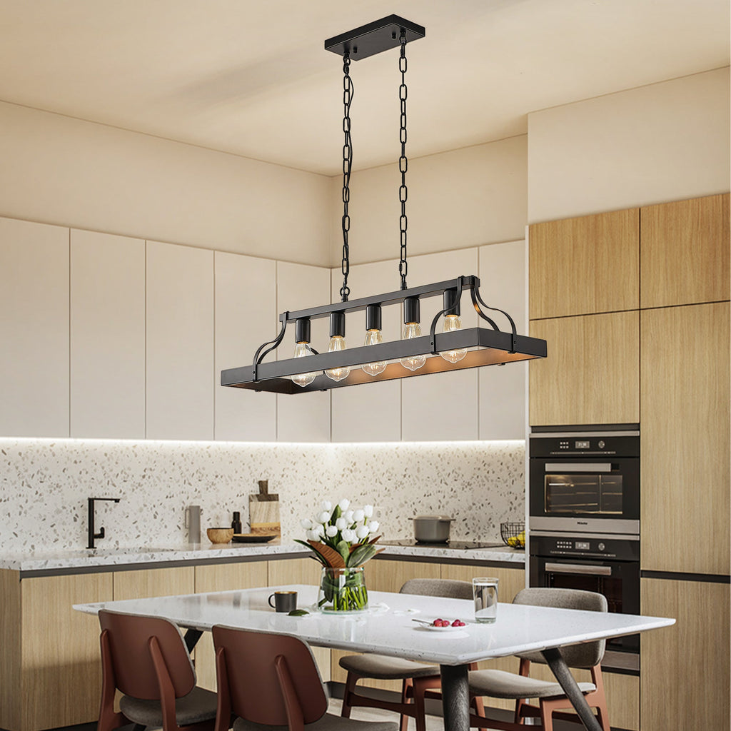Obsidian Halo Black Industrial Pendant Light