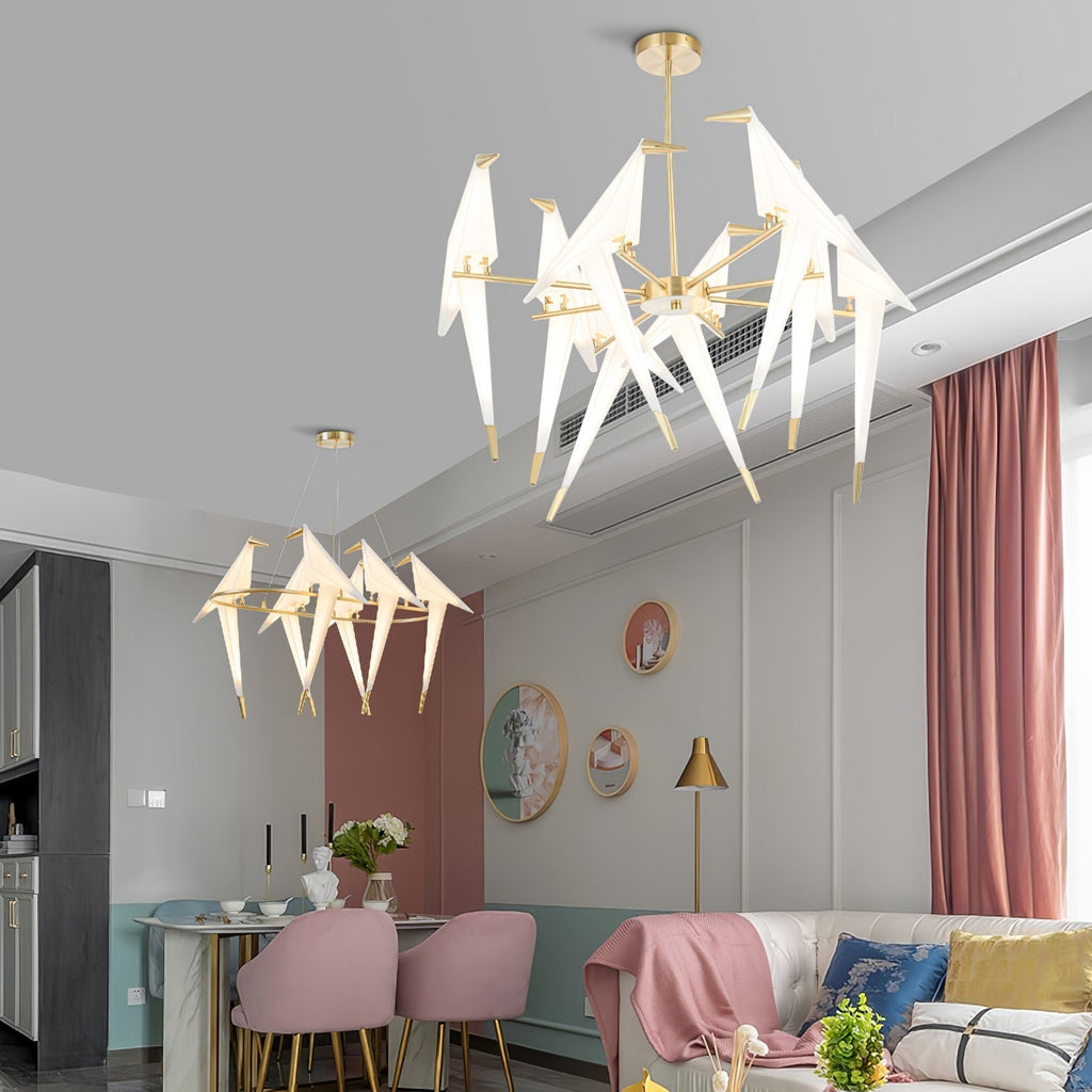 Paper Crane Bird LED Chandelier