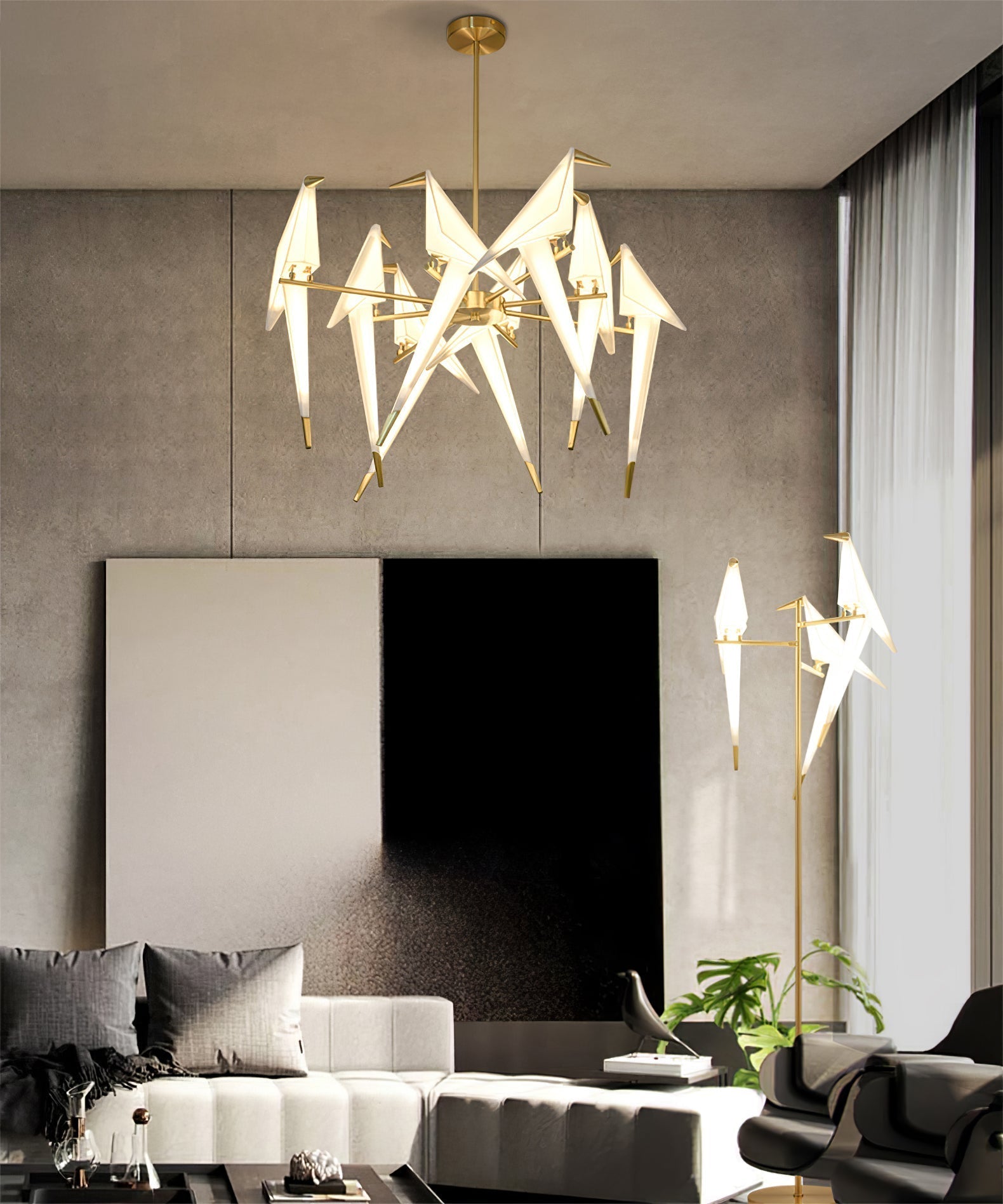Paper Crane Bird LED Chandelier