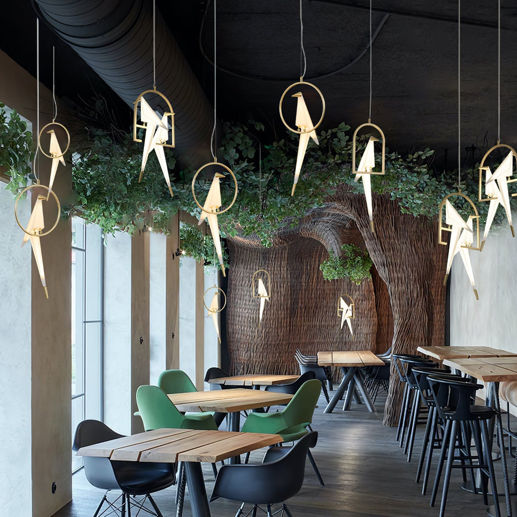 Paper Crane Bird LED Chandelier