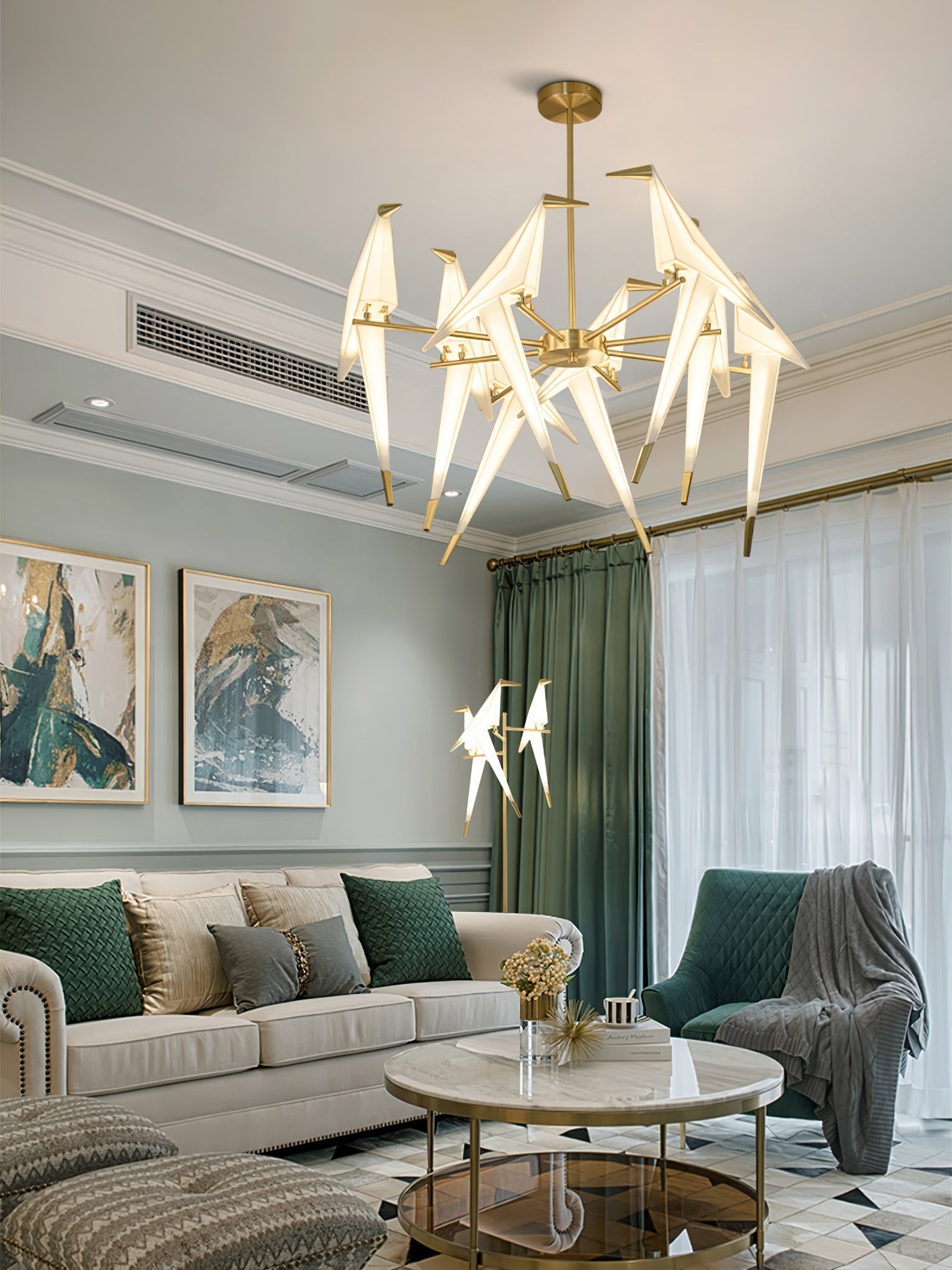 Paper Crane Bird LED Chandelier