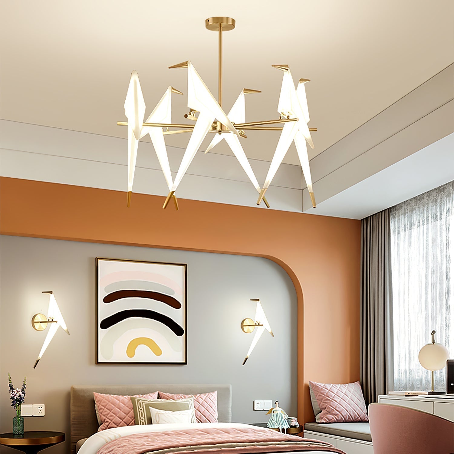 Paper Crane Bird LED Chandelier