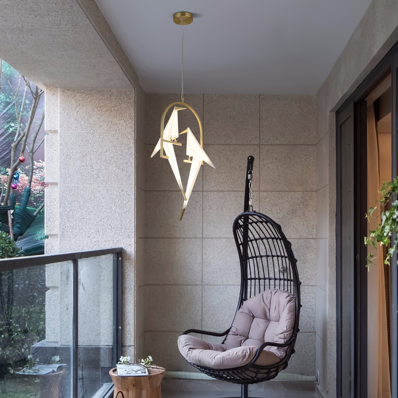 Paper Crane Bird LED Chandelier