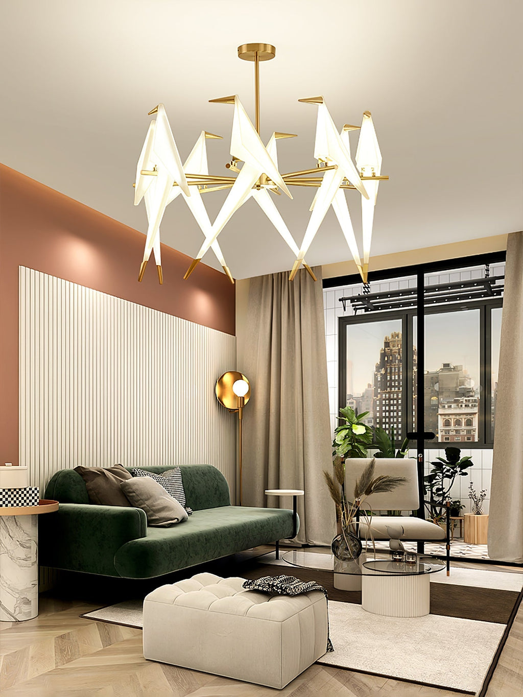 Paper Crane Bird LED Chandelier