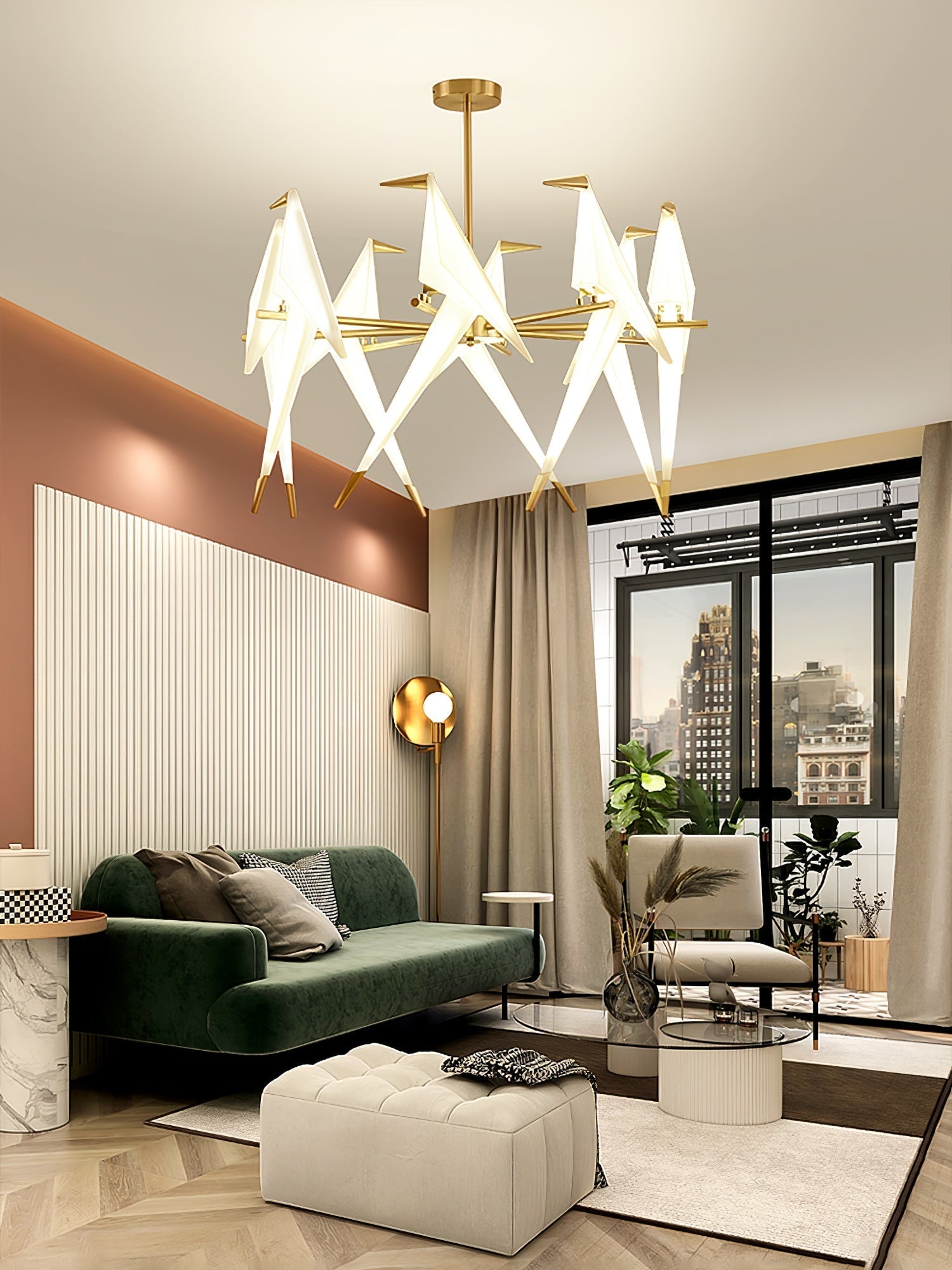 Paper Crane Bird LED Chandelier