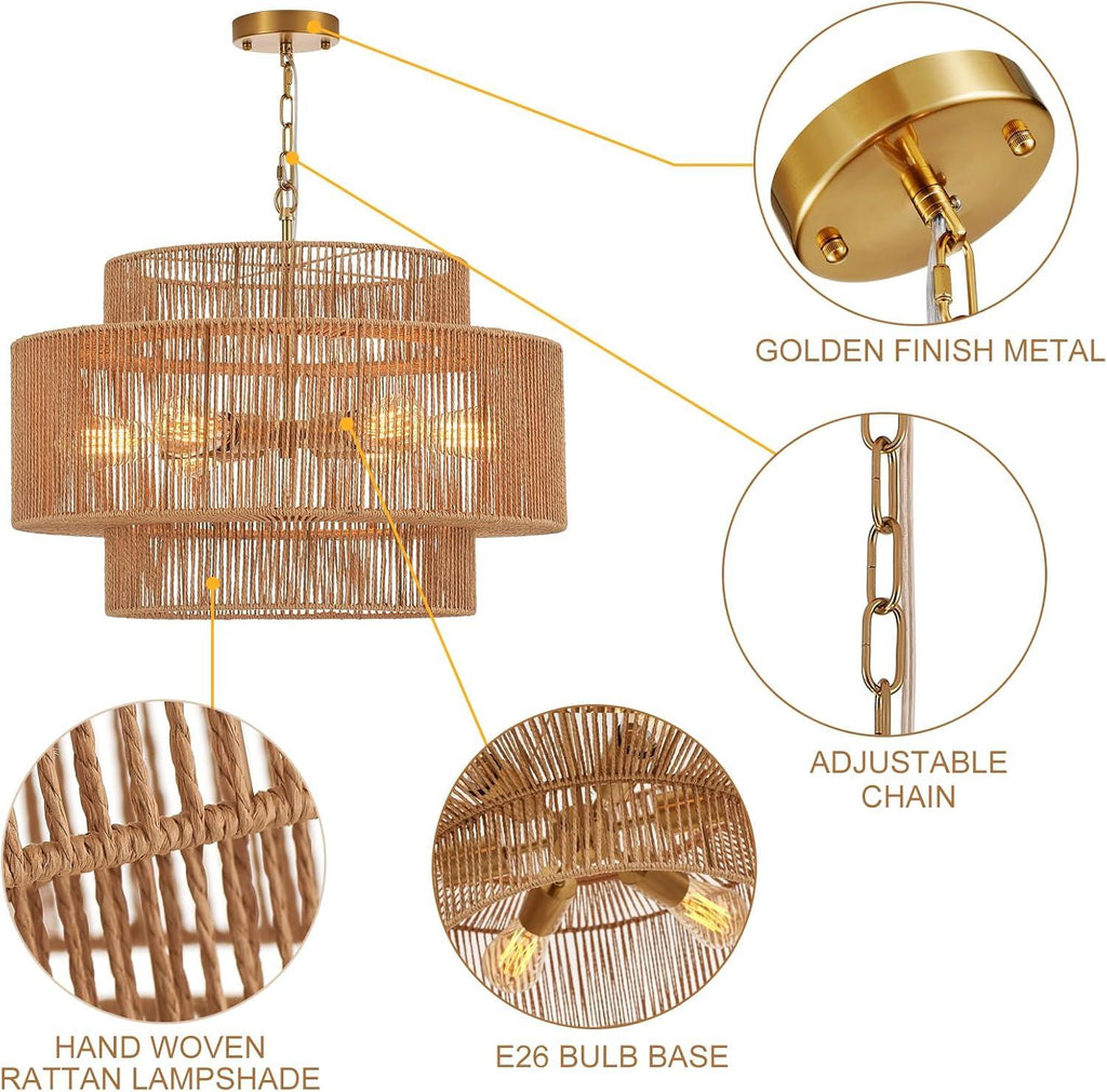 Pure Sky Rattan Woven Pendant Light