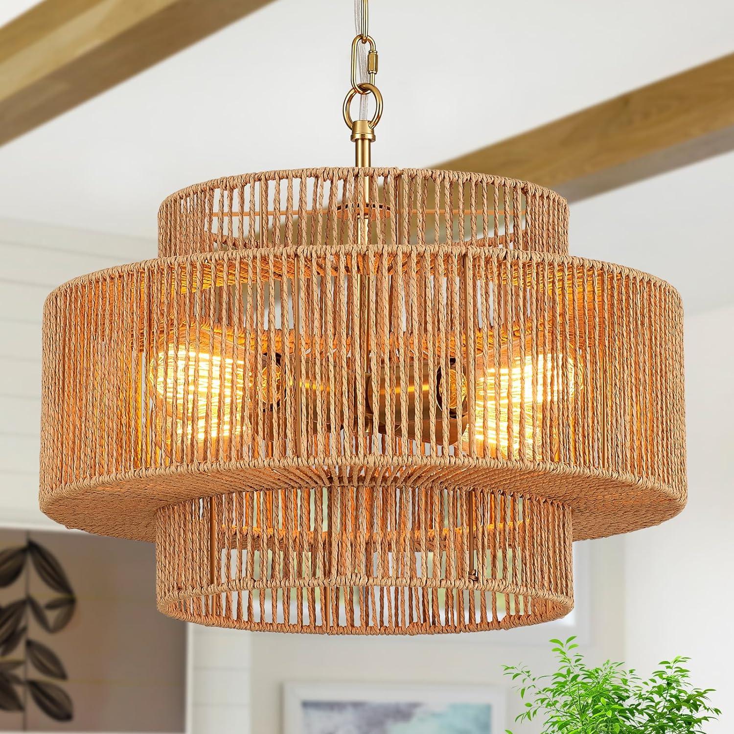 Pure Sky Rattan Woven Pendant Light