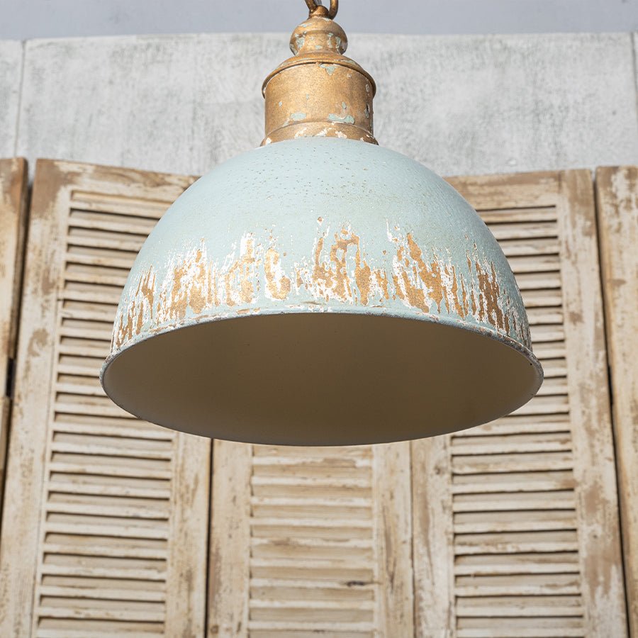 RetroAura Vintage Blue Metal Pendant Light