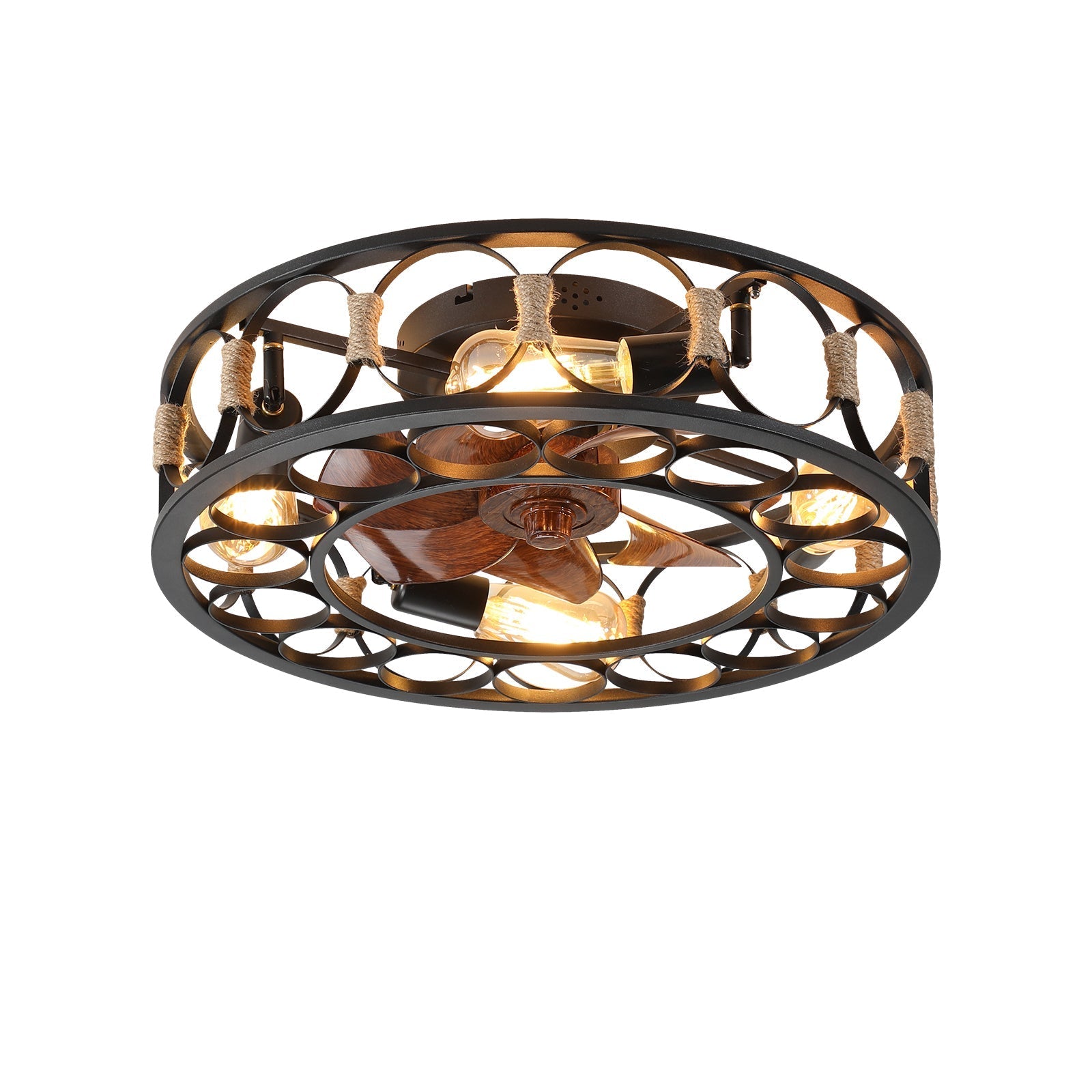 Round Farmhouse Style Modern ceiling Fan Light