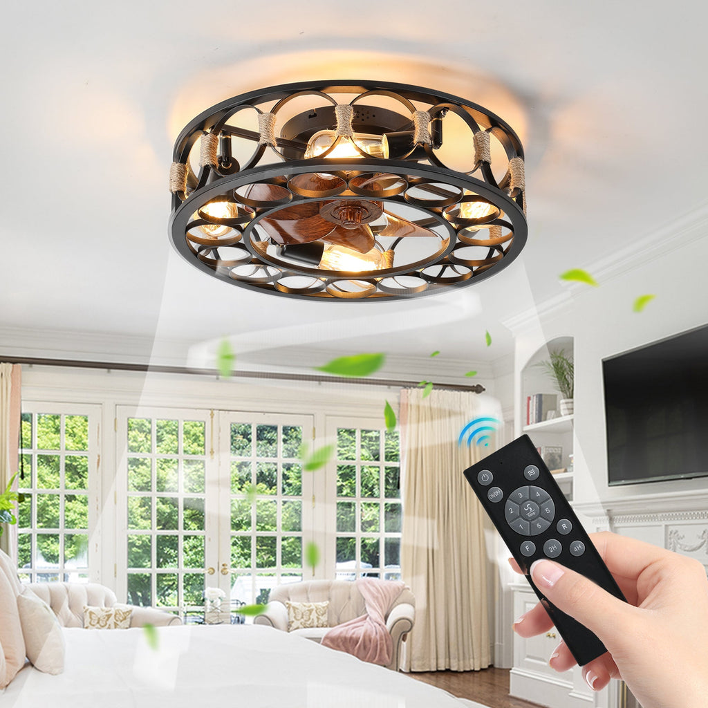 Round Farmhouse Style Modern ceiling Fan Light