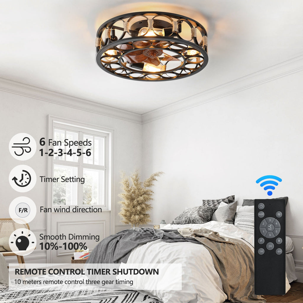 Round Farmhouse Style Modern ceiling Fan Light