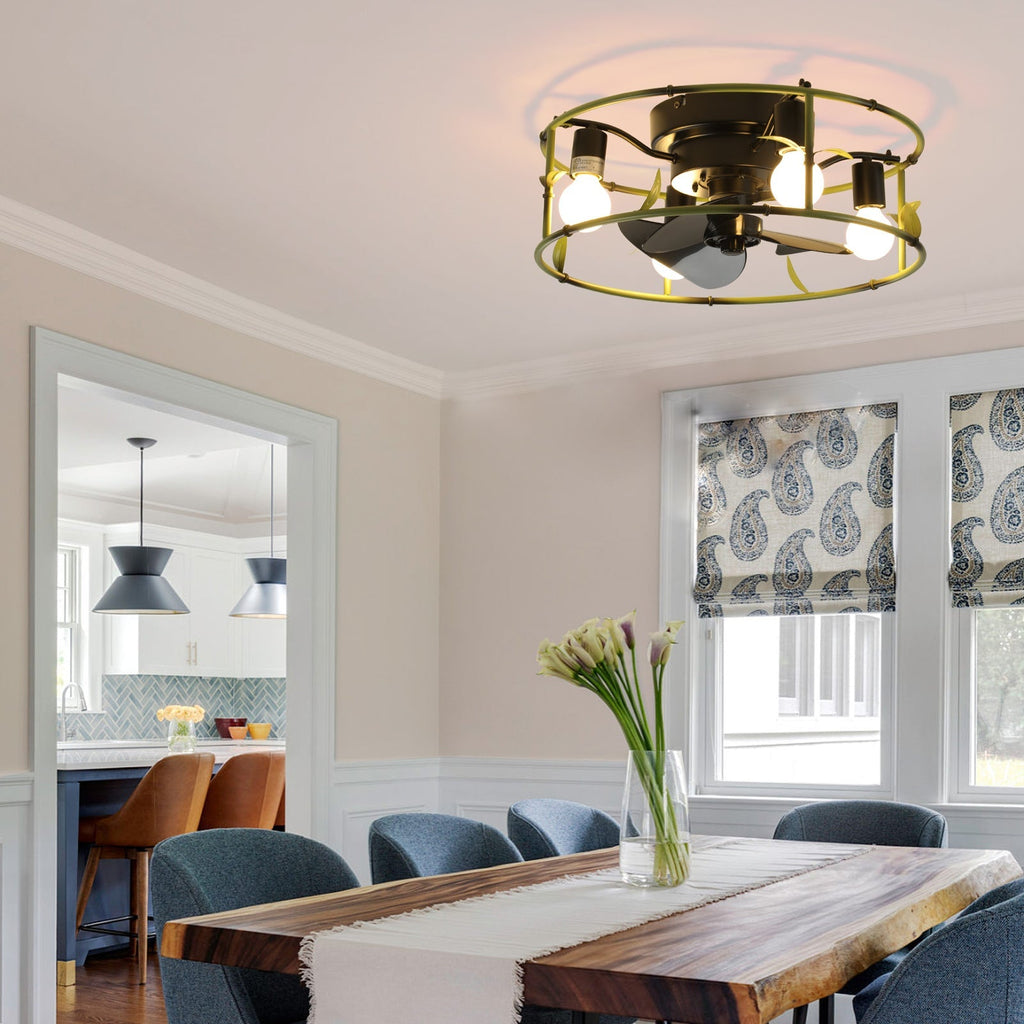 Round Farmhouse Style Modern Fan Fan Light 6 Speed B
