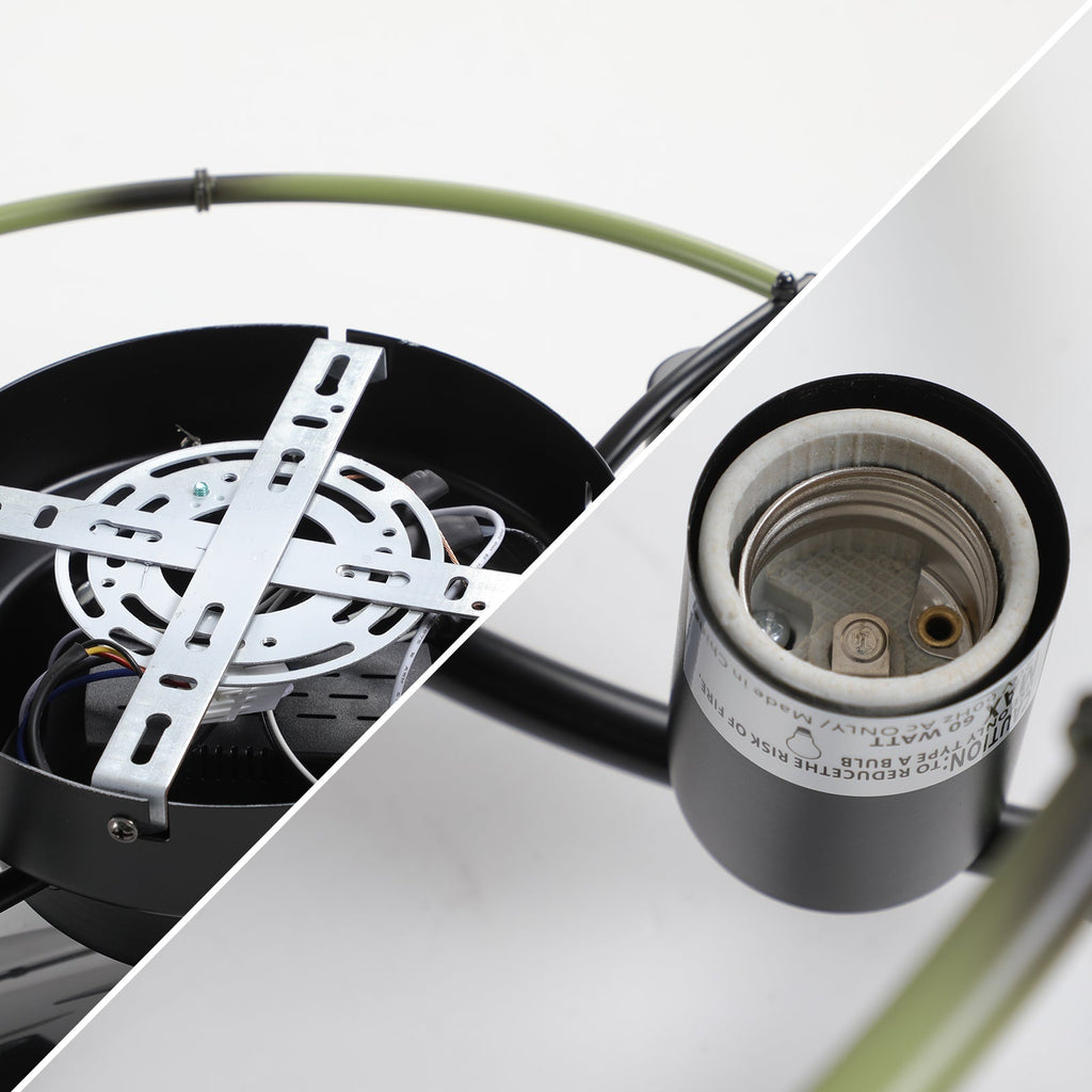 Round Farmhouse Style Modern Fan Fan Light 6 Speed B