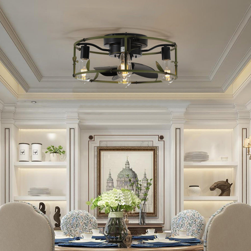 Round Farmhouse Style Modern Fan Fan Light 6 Speed B