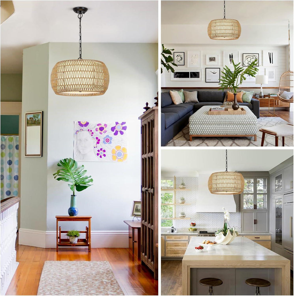 Sacred Radiance Rattan Woven Pendant Light