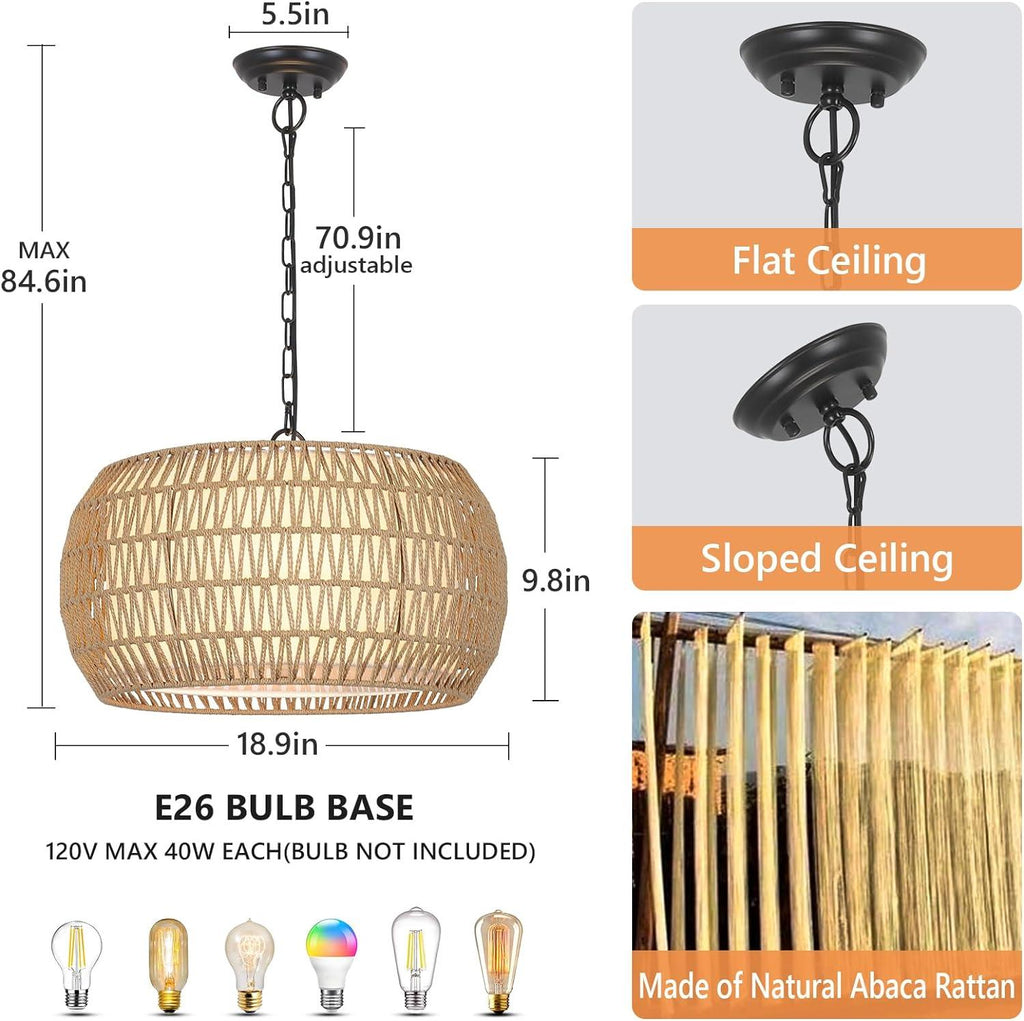 Sacred Radiance Rattan Woven Pendant Light