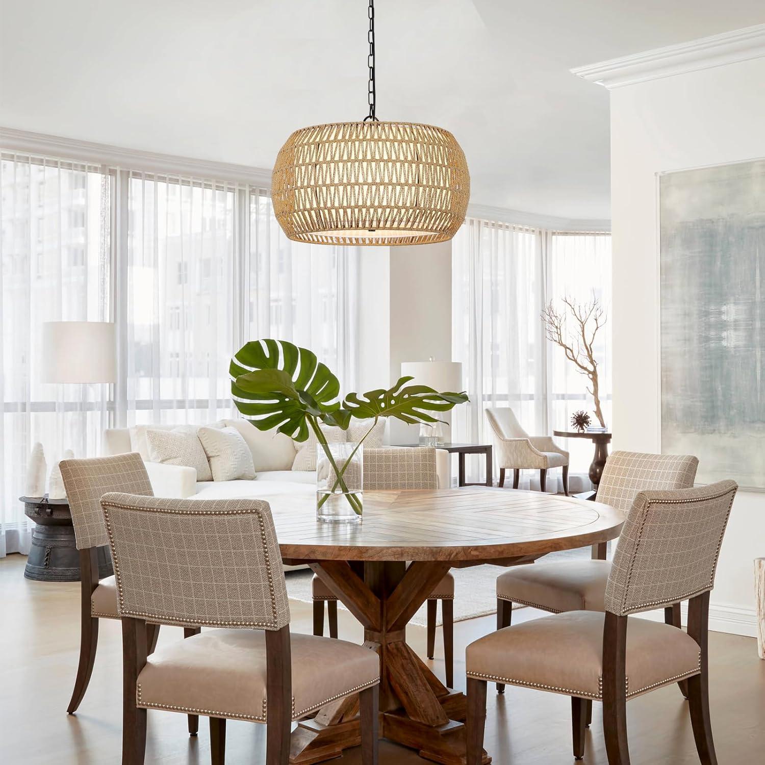 Sacred Radiance Rattan Woven Pendant Light