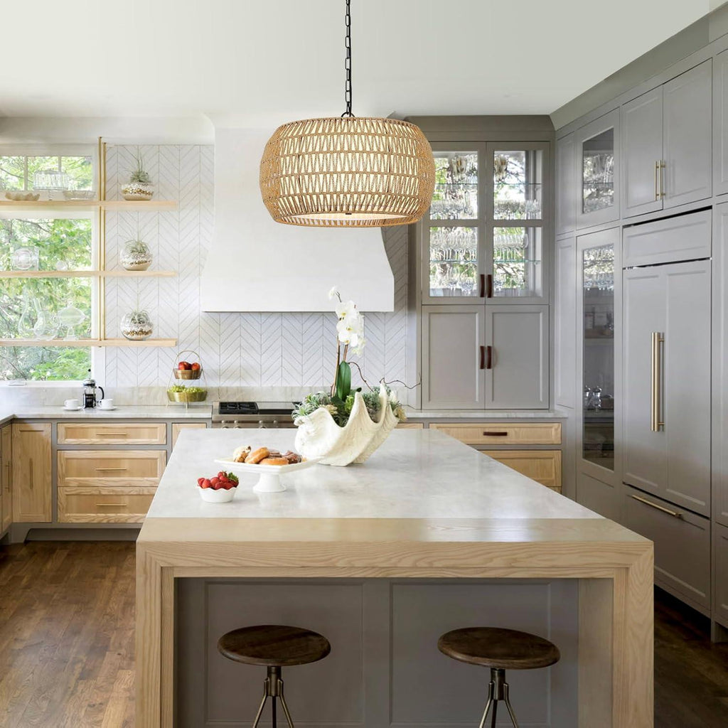 Sacred Radiance Rattan Woven Pendant Light