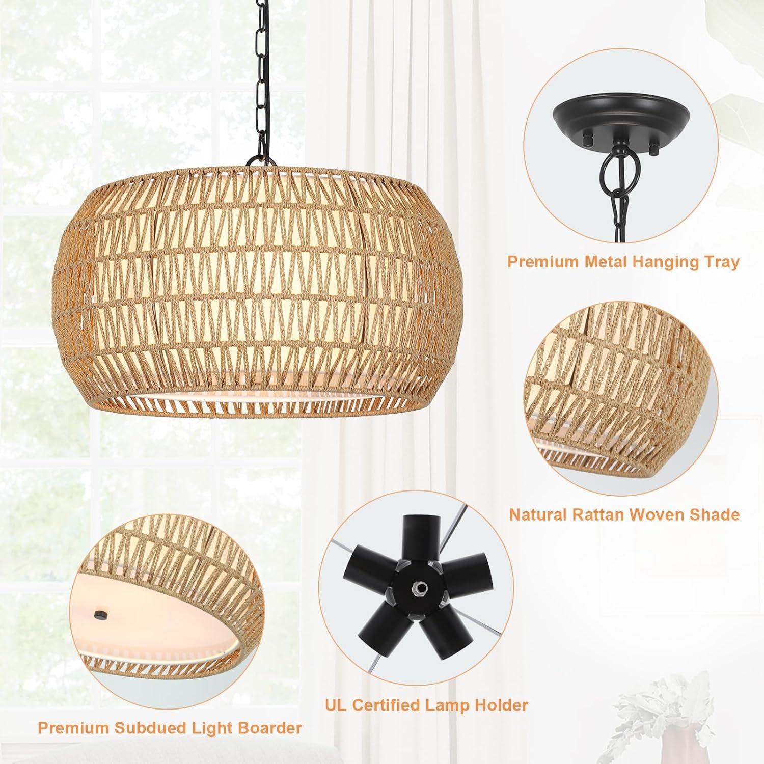 Sacred Radiance Rattan Woven Pendant Light