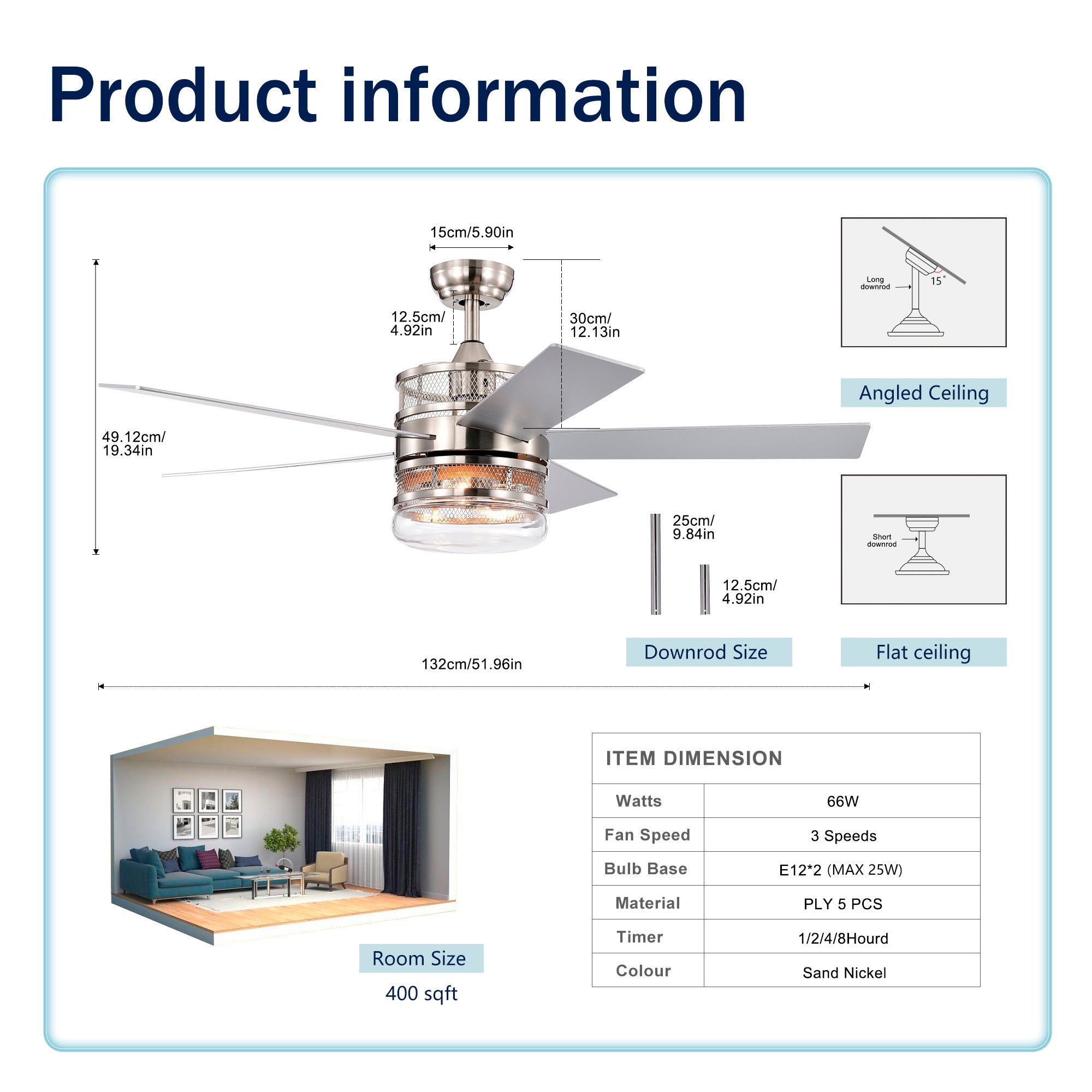 Santino Ceiling Fan Light