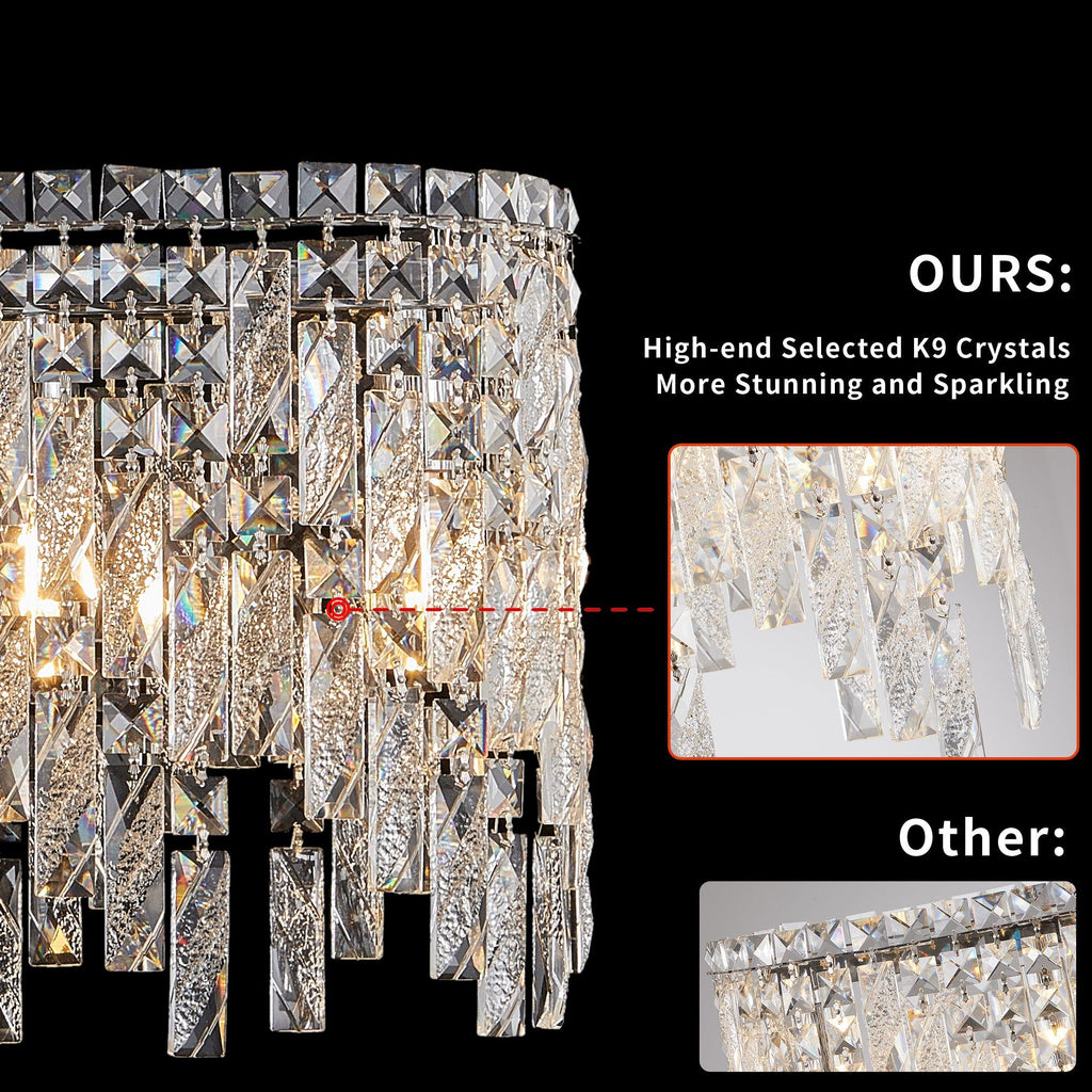 Silver Cascade Elegant Oval Crystal Chandelier