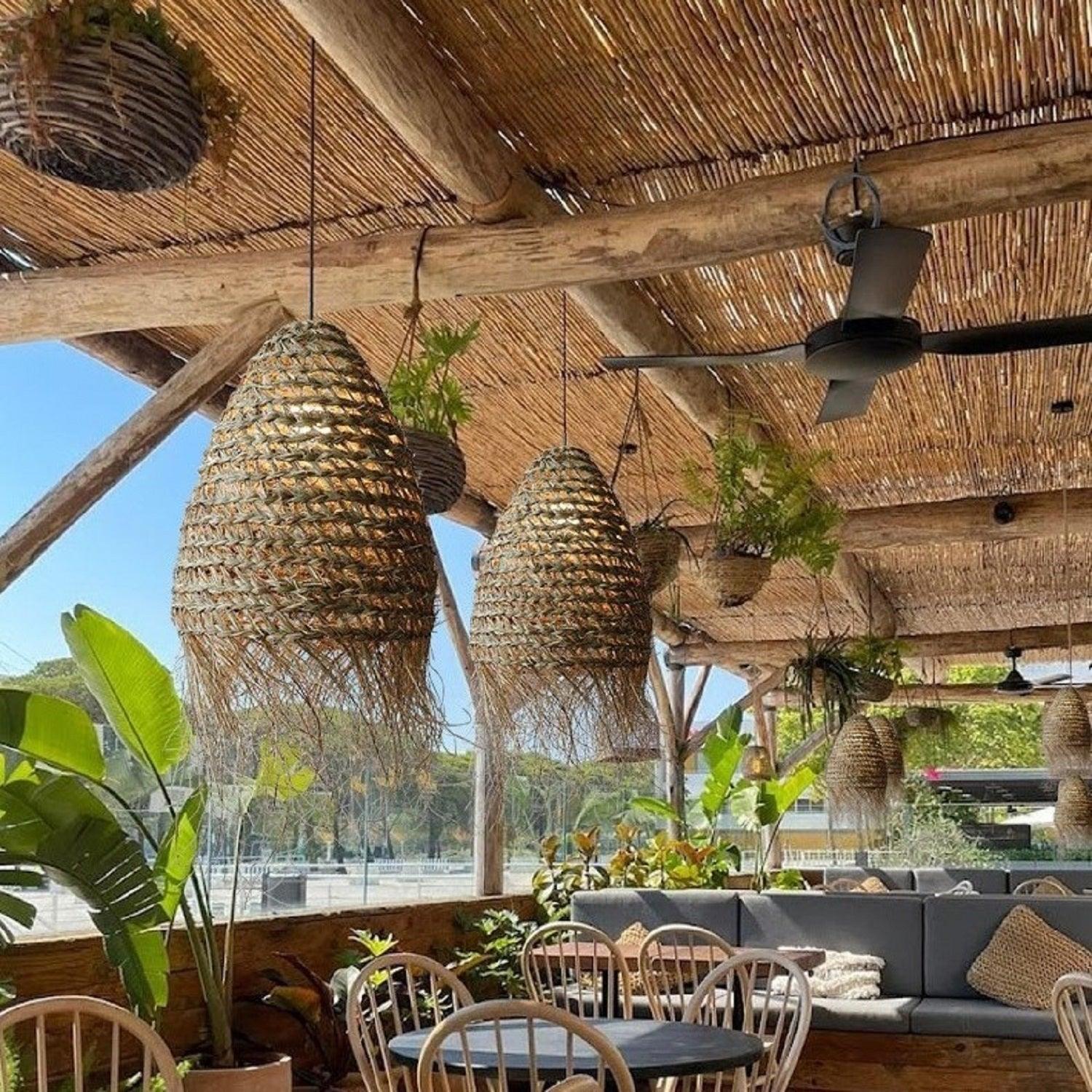 Straw Hat Rattan Woven Pendant Light