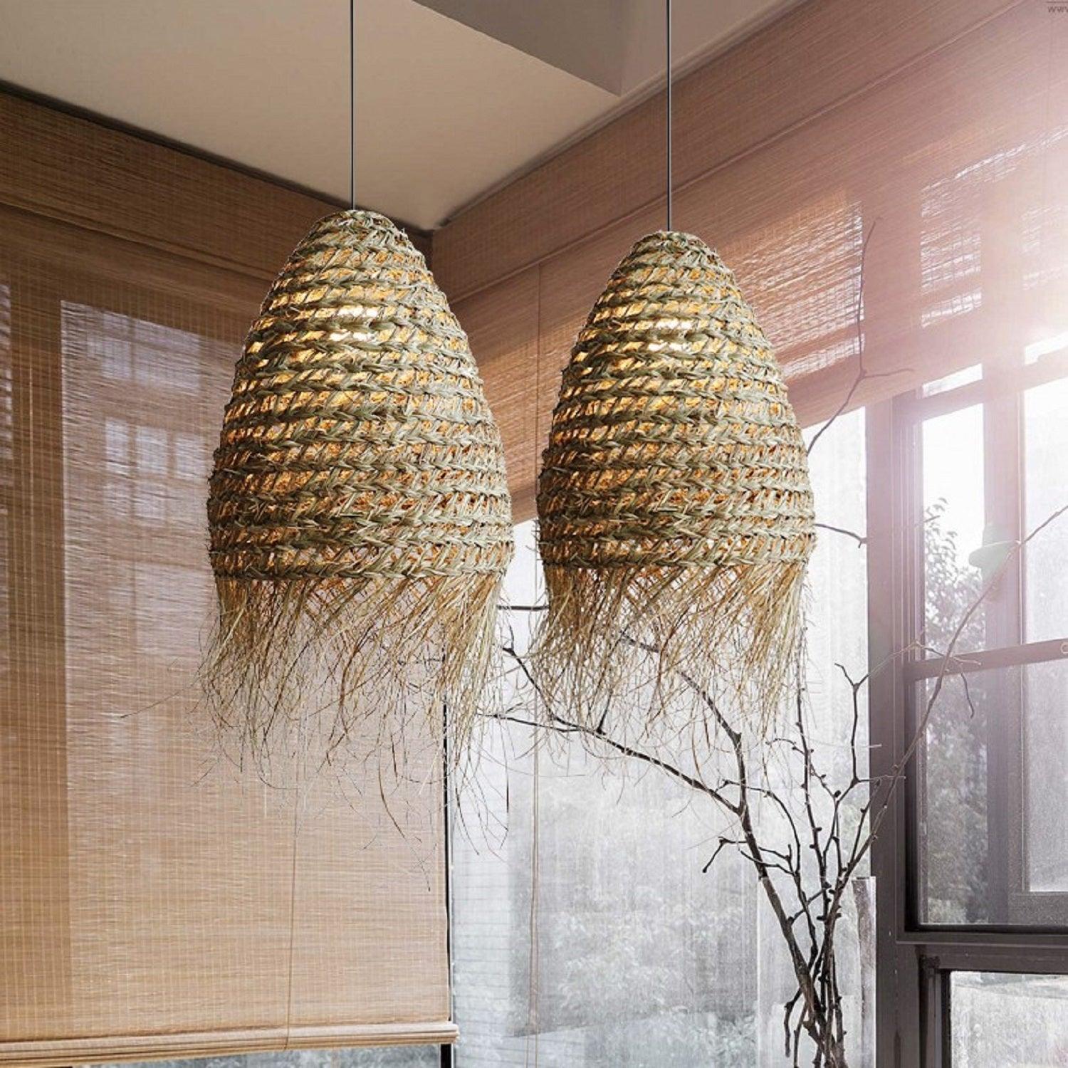 Straw Hat Rattan Woven Pendant Light