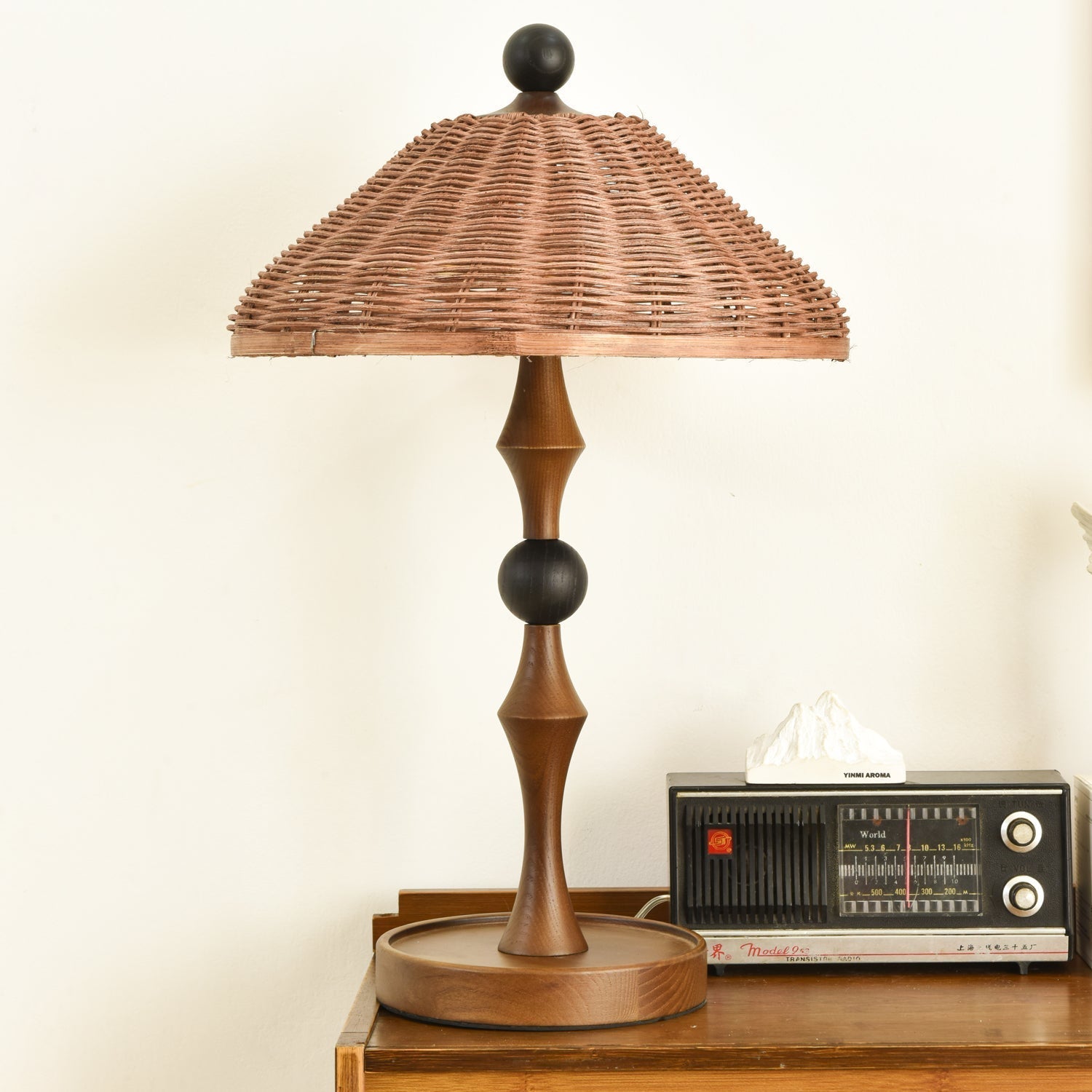 Striped Rattan Shade Table Lamp - ZozHome