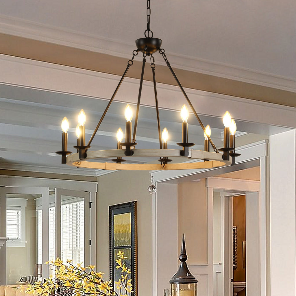 TimberGlow 10-Light Candle Chandelier