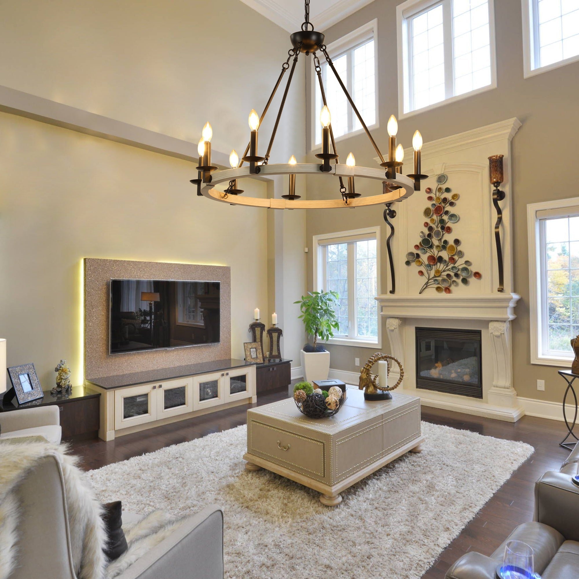 TimberGlow 10-Light Candle Chandelier